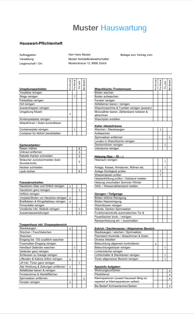 Facility-Management-Pflichtenheft — Muster PDF mit Aufgaben und Intervallen